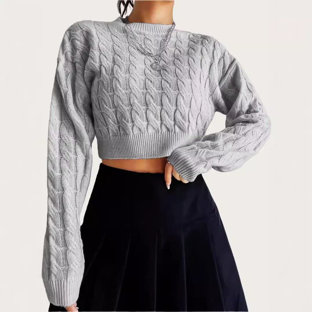 Women's cozy cropped cable-knit sweater NOVAE