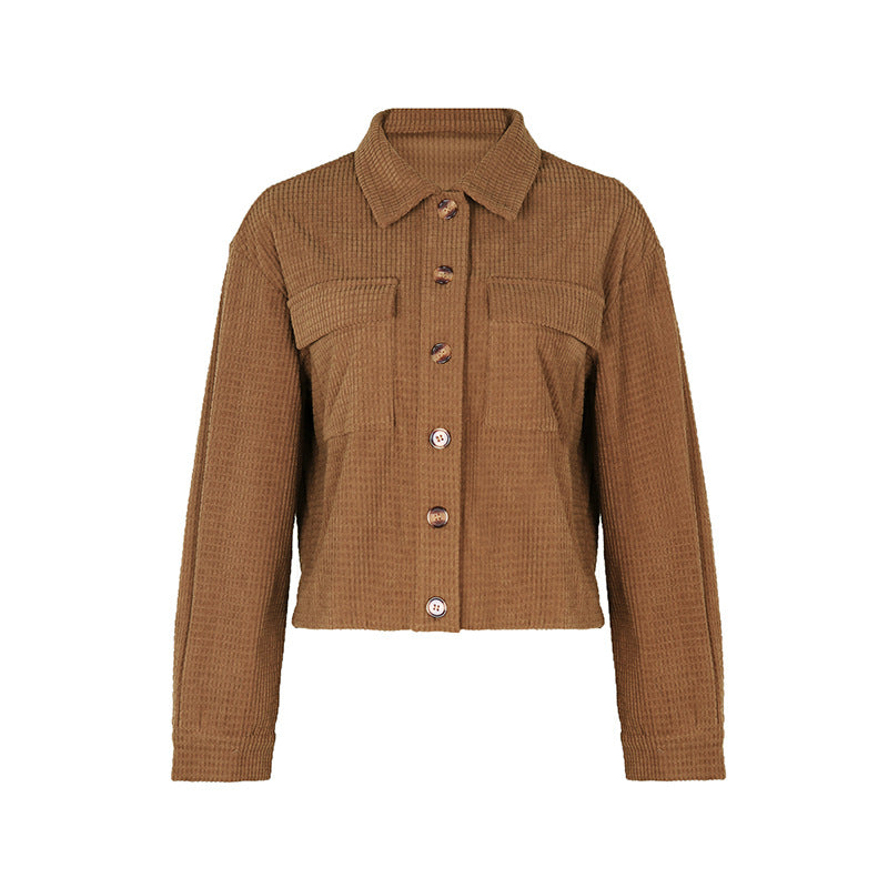 Women's corduroy jacket with pockets and button closure NOVAE