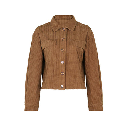 Women's corduroy jacket with pockets and button closure NOVAE