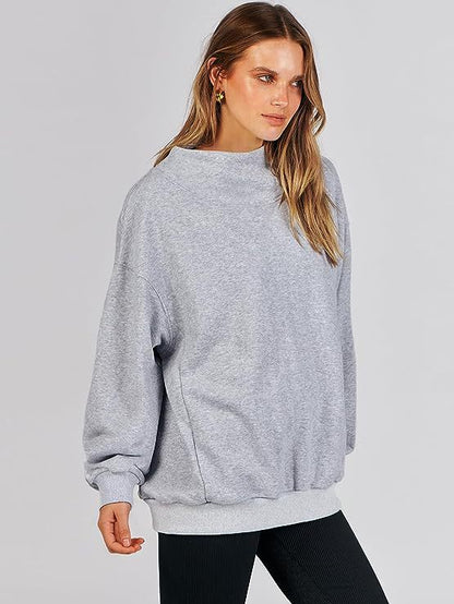 Women's Oversized Sweatshirt with Stand-Up Collar and Ribbed Hem NOVAE