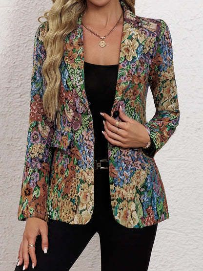 Women's blazer jacket with floral pattern and elegant details NOVAE