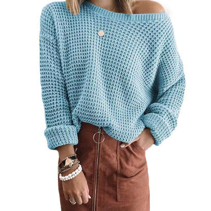 Women's knitted sweater in a casual oversized style with an off-the-shoulder design NOVAE