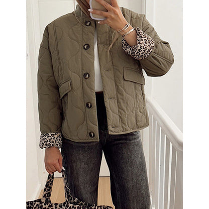 Women's quilted jacket with artistic pattern and practical pockets NOVAE