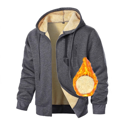 Men's fleece hooded jacket with warm lining and practical zipped pockets NOVAE