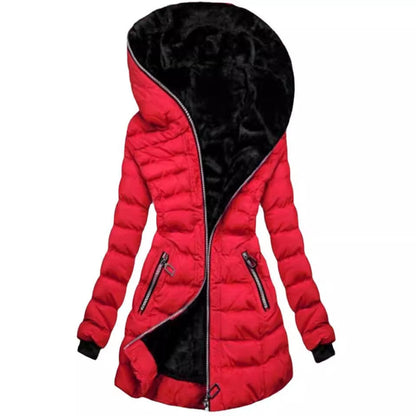 Women's long jacket with cozy lining and high collar NOVAE