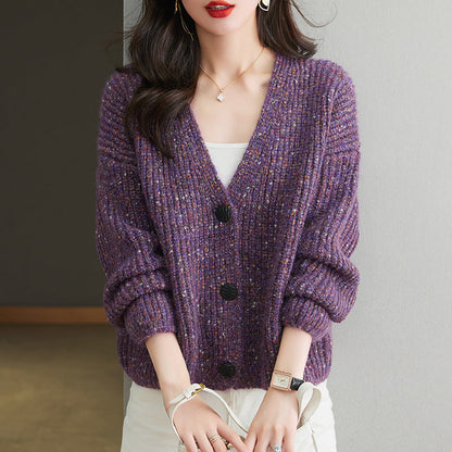 Women's Cozy Chunky Knit Cardigan with Button Detail and Wide Fit NOVAE