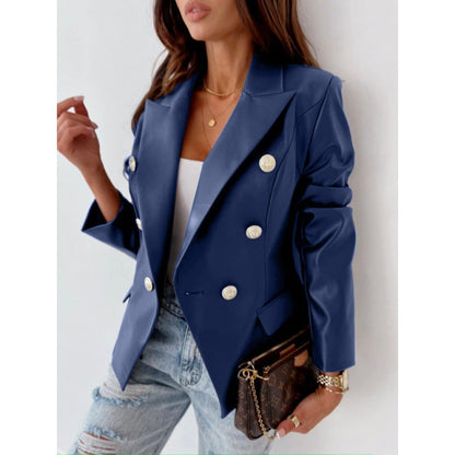 Women's fashionable blazer jacket with double-breasted button closure and elegant accents NOVAE