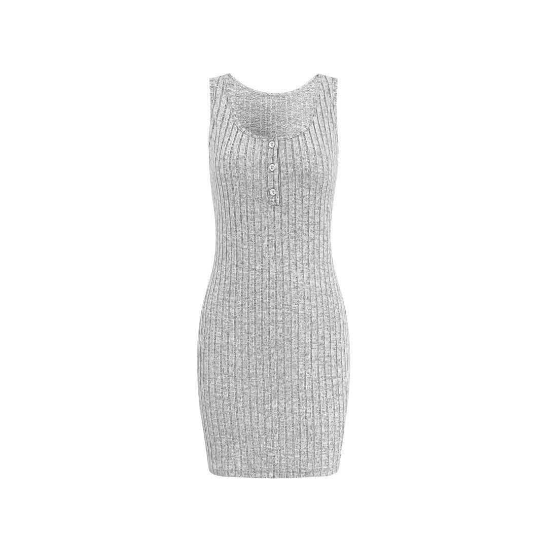 Women's knit dress with button details and chic midi cut NOVAE
