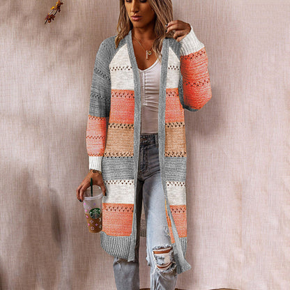 Women's cardigan with colorful pattern and voluminous sleeves NOVAE