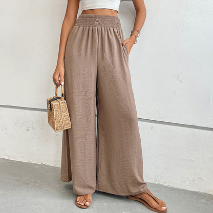 Women's wide-leg summer trousers with elasticated waistband NOVAE