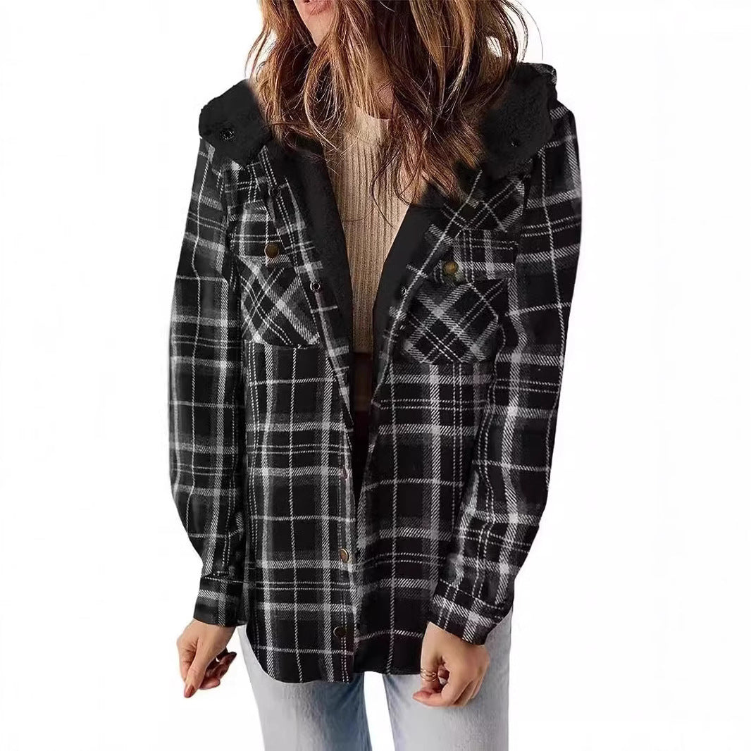 Women's checked flannel jacket with cozy lining NOVAE