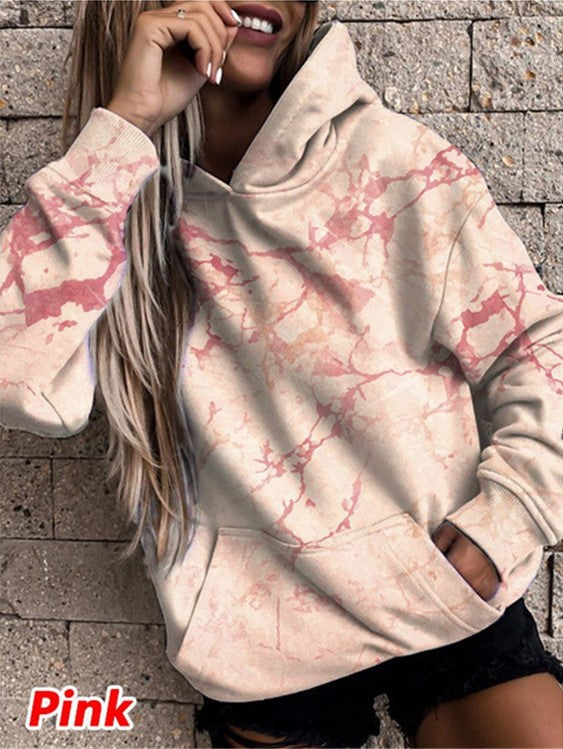 Women's hoodie with stylish marble pattern NOVAE