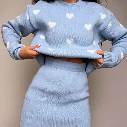 Women's casual knit sweater with heart motif NOVAE