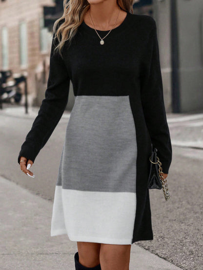 Women's knit dress in a modern color block design NOVAE