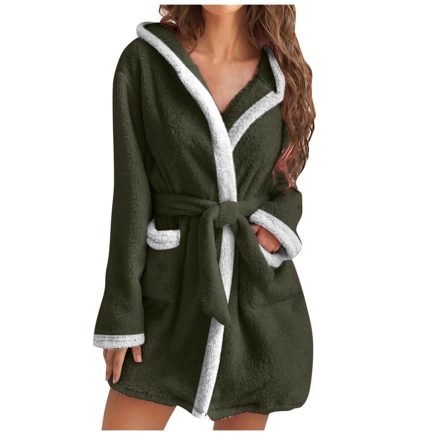 Women's Cozy Bathrobe with Soft Sherpa Lining and Practical Pockets NOVAE