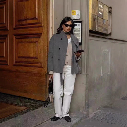 Women's lined boucle jacket with double button placket NOVAE