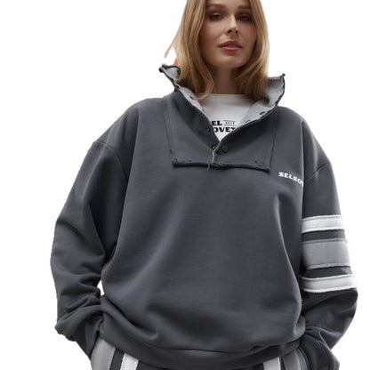Women's sporty sweater set with side stripes and high collar NOVAE