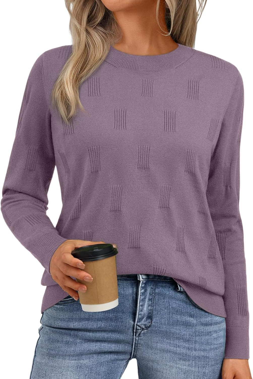 Women's knitted sweater with a fine textured pattern NOVAE