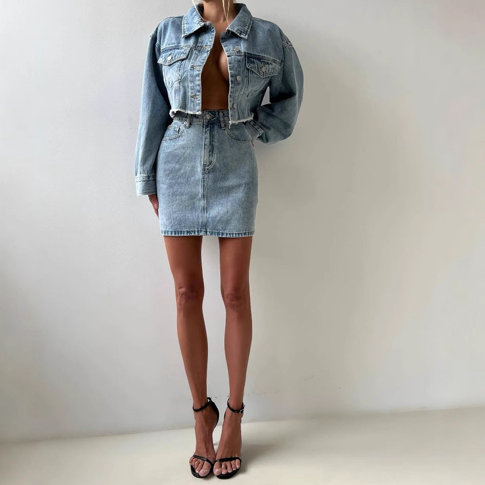 Women's Denim Jacket and Pencil Skirt Set NOVAE