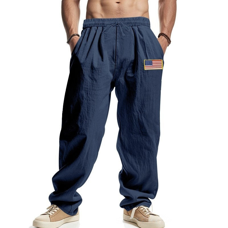 Men's casual leisure trousers with adjustable waistband and American patch NOVAE