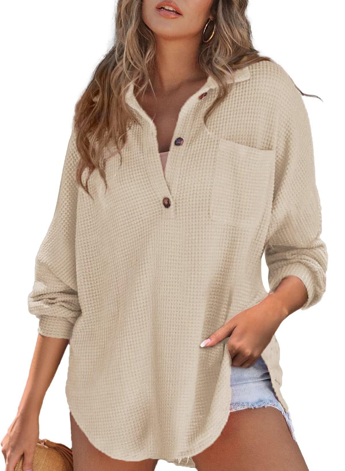 Women's waffle-textured shirt with button details NOVAE