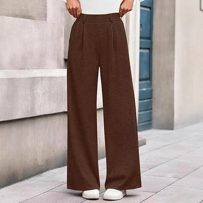 Women's wide-leg trousers with a high waistband and practical side pockets NOVAE
