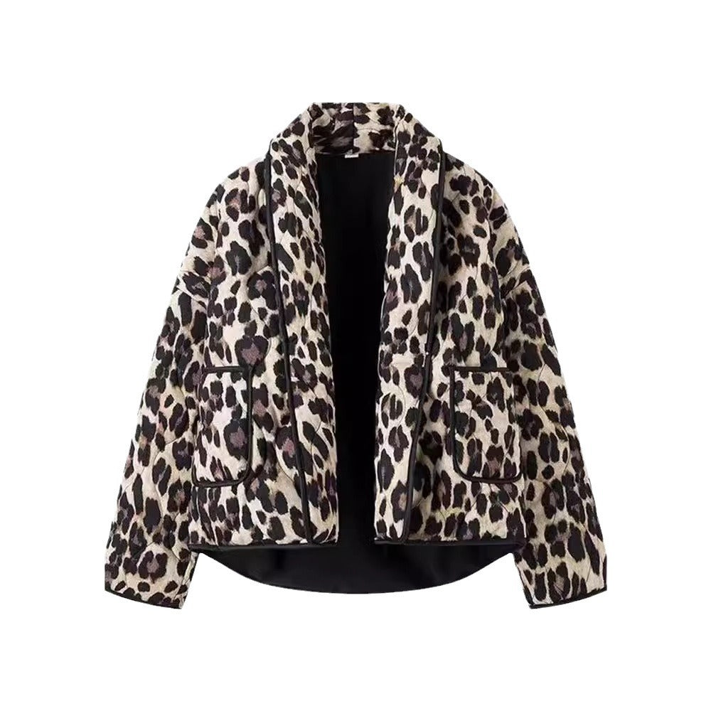 Women's plus-size blazer with animal print and elegant accents NOVAE