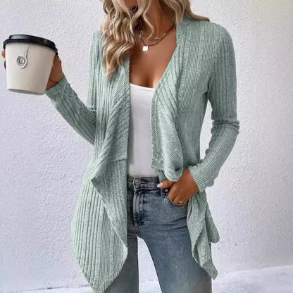 Women's casual cardigan with asymmetrical hem and open design NOVAE