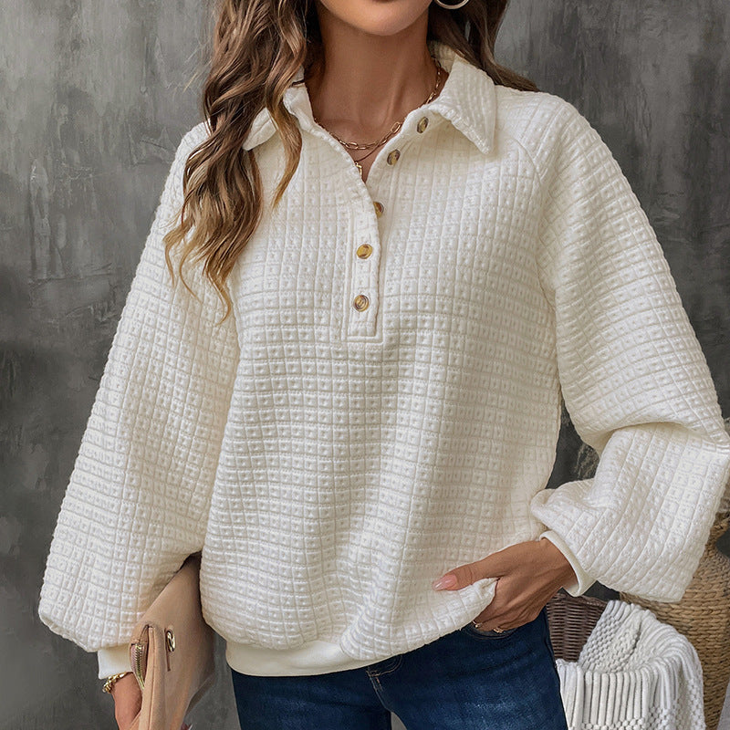 Women's casual oversized sweater with textured waffle pattern NOVAE