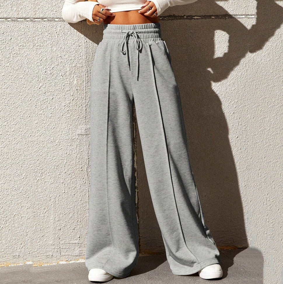 Women's wide-leg sports trousers with elasticated waistband and side pockets NOVAE