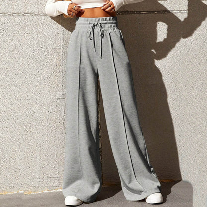 Women's wide-leg sports trousers with elasticated waistband and side pockets NOVAE