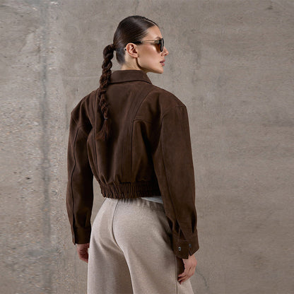 Women's snack leather jacket with a relaxed fit NOVAE