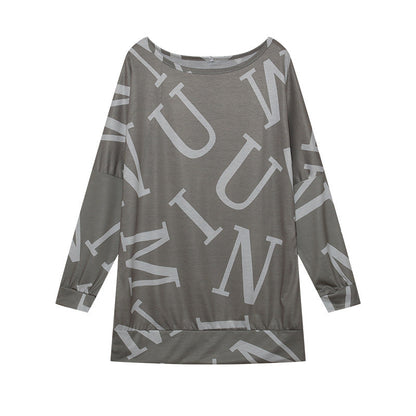 Women's oversized long-sleeved shirt with modern lettering and elasticated waistband NOVAE