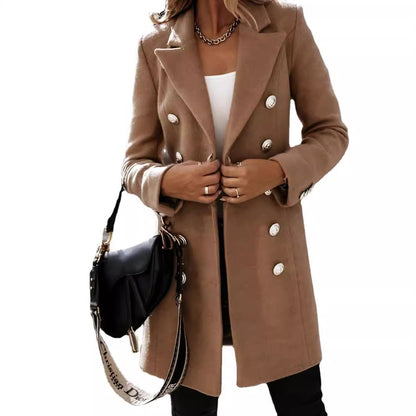 Women's Elegant and Warm Wool Coat with Double Button Front NOVAE