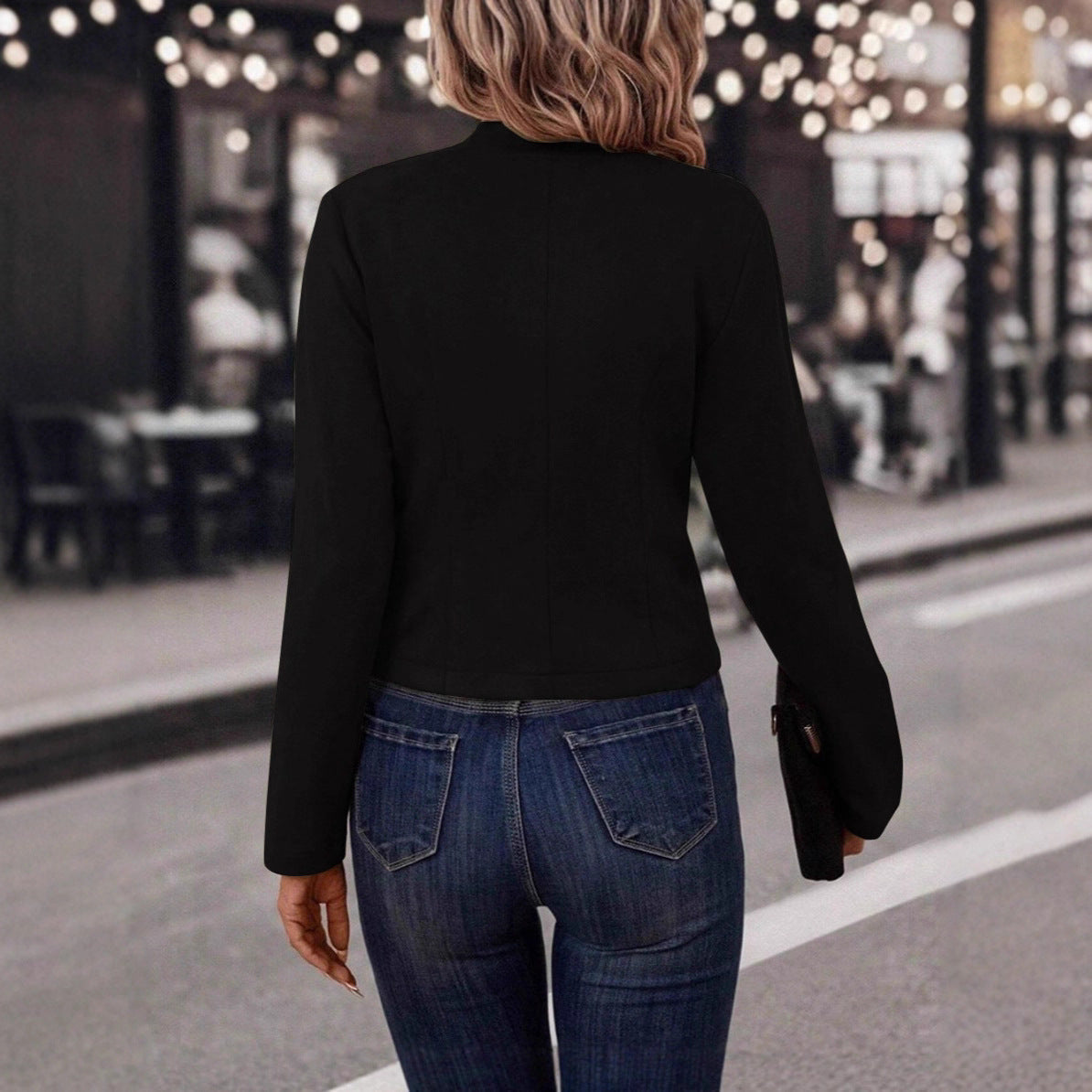 Women's elegant short jacket with gold decorative buttons NOVAE