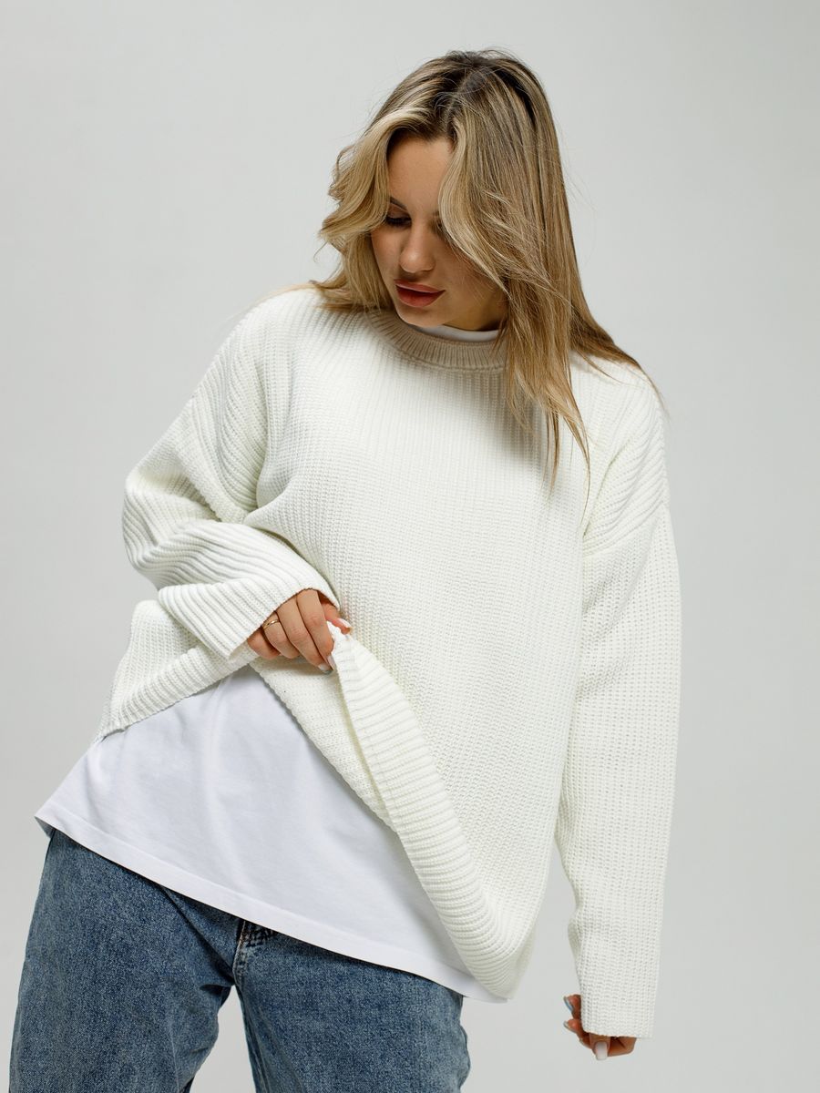 Women's casual oversized sweater with textured knit pattern NOVAE