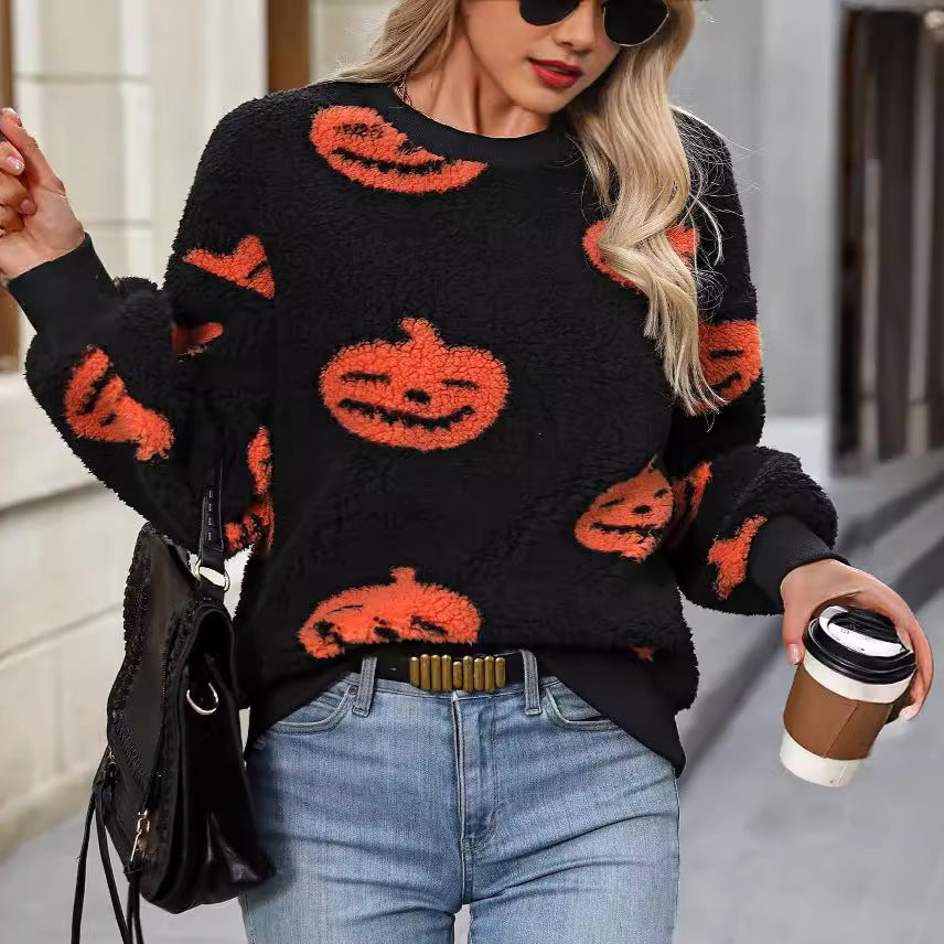 Women's Cozy Sweatshirt with Halloween Motif NOVAE
