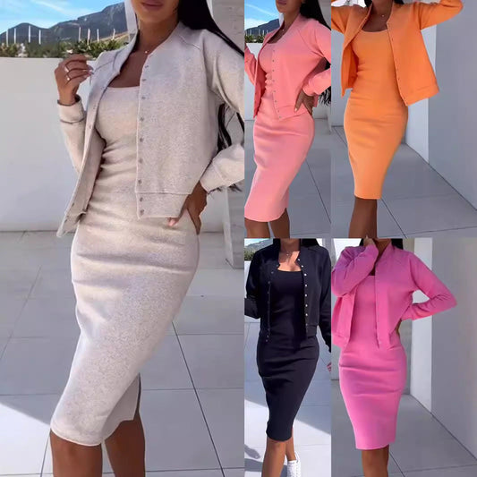 Women's fashionable sweatshirt dress and jacket set NOVAE