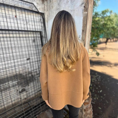 Women's oversized night jacket in a soft wool blend with practical pockets NOVAE