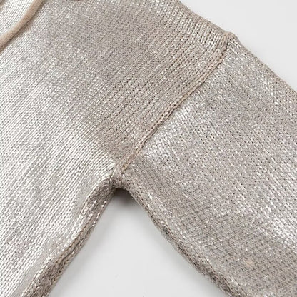 Women's fashionable glitter hoodie with kangaroo pocket and elastic waistband NOVAE