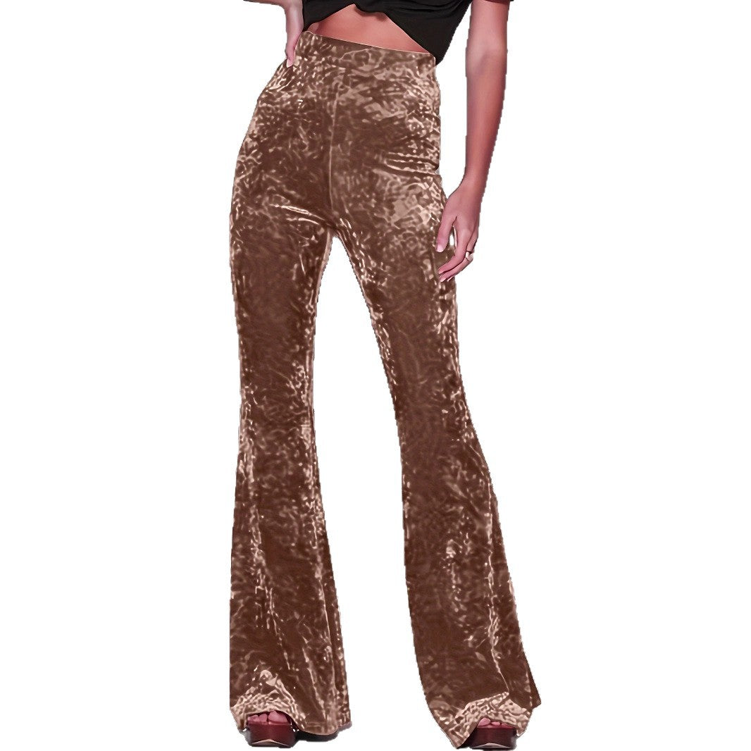 Women's flared trousers in luxurious velvet with a high waist NOVAE