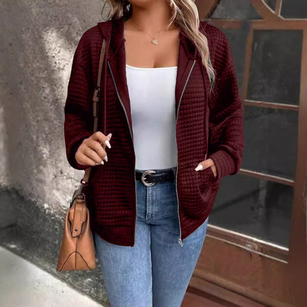 Women's lined zip jacket with kangaroo pocket NOVAE