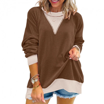 Women's casual V-neck sweater in textured material NOVAE