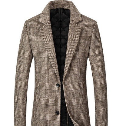 Men's elegant classic checked coat with double-breasted button closure NOVAE