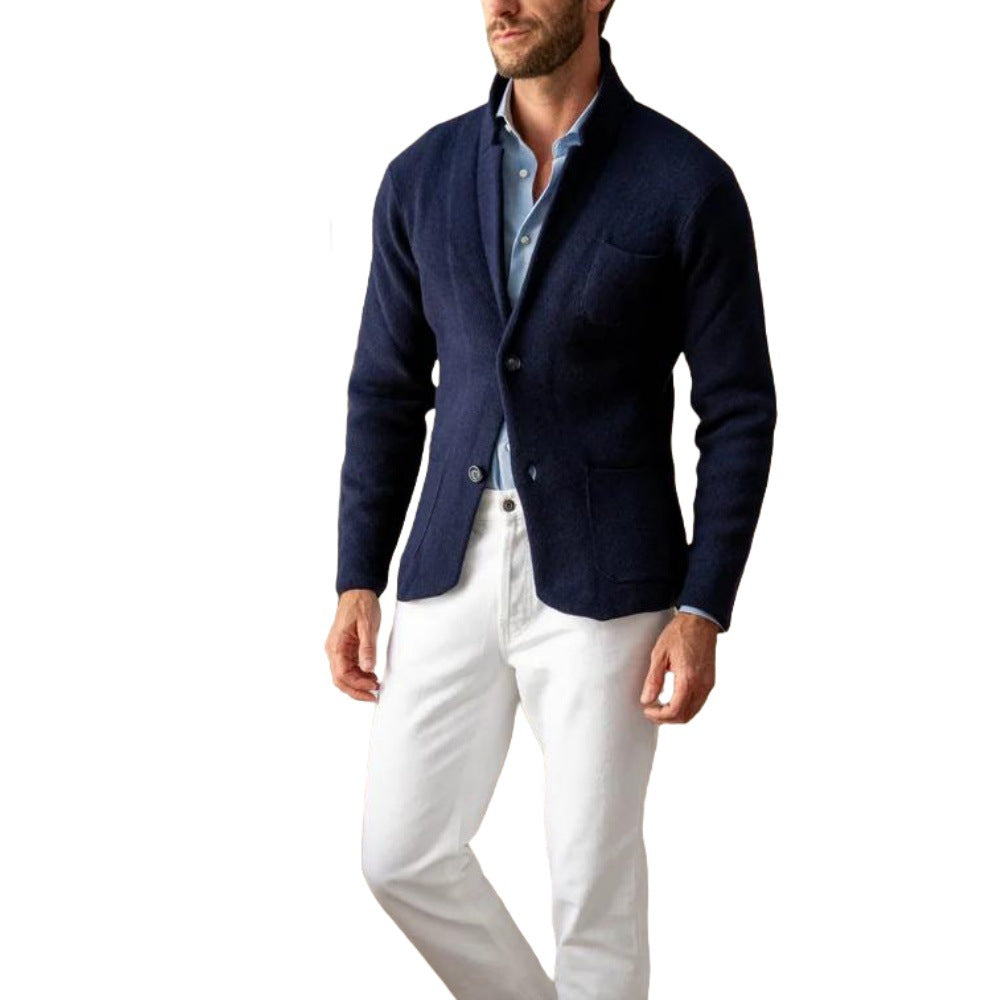 Men's modern cut knit coat with comfortable collar and practical pockets NOVAE