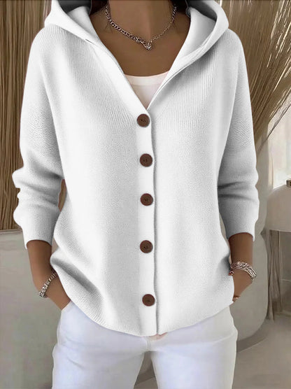 Women's hooded cardigan with practical button details and a relaxed fit NOVAE
