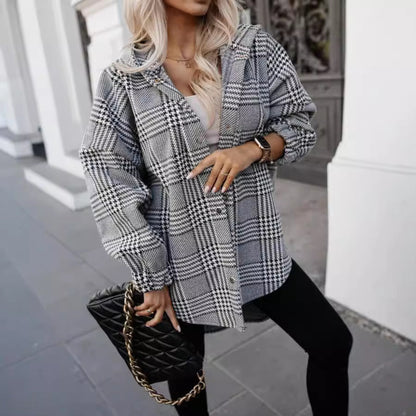 Women's Oversized Shirt Dress in a Modern Check Pattern NOVAE