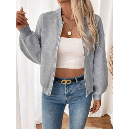 Women's sporty sweatshirt jacket with voluminous sleeves and high collar NOVAE