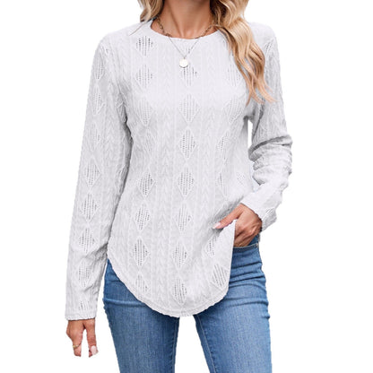 Women's long-sleeved shirt with a structured design and rounded hem NOVAE