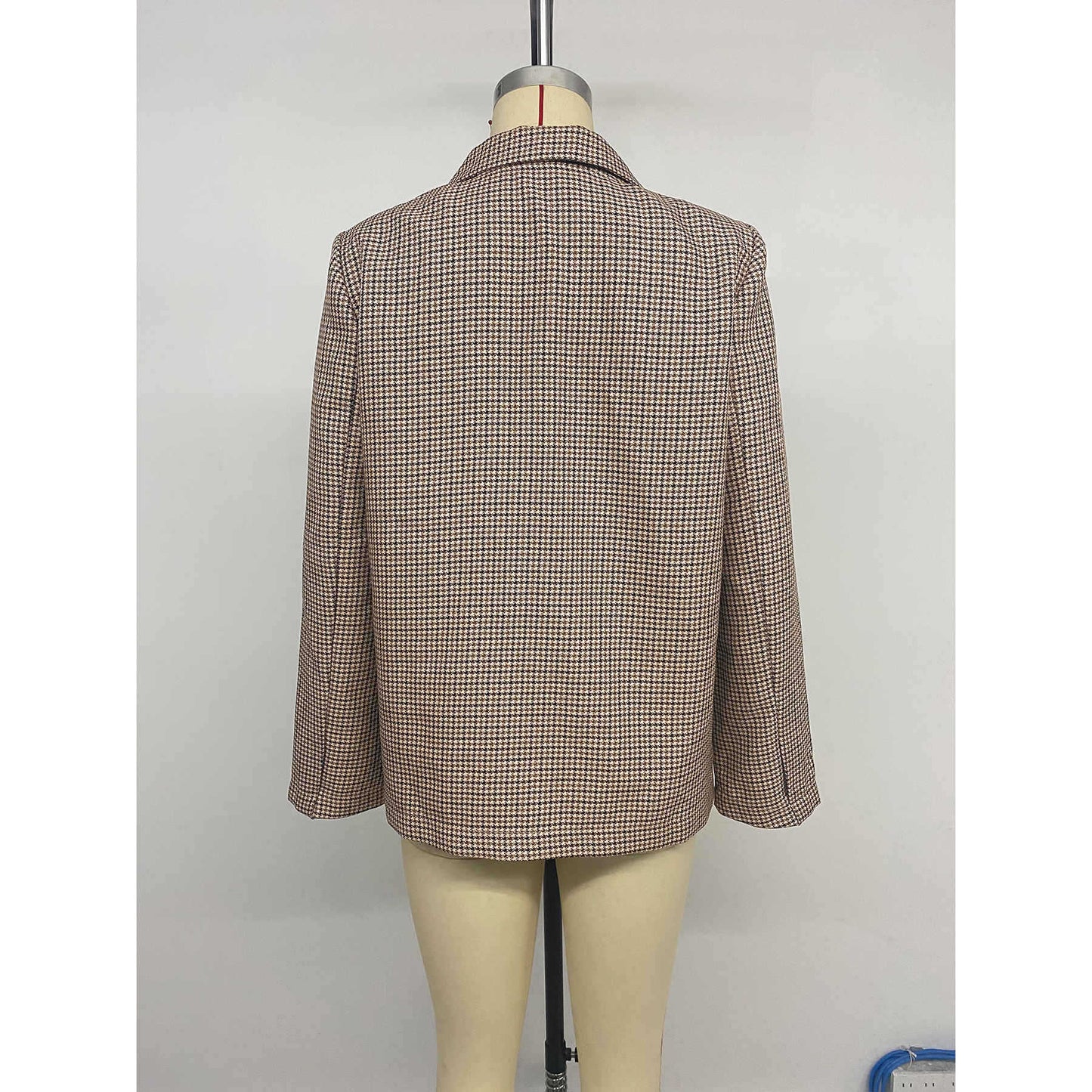 Women's checked oversized blazer jacket with double button placket NOVAE